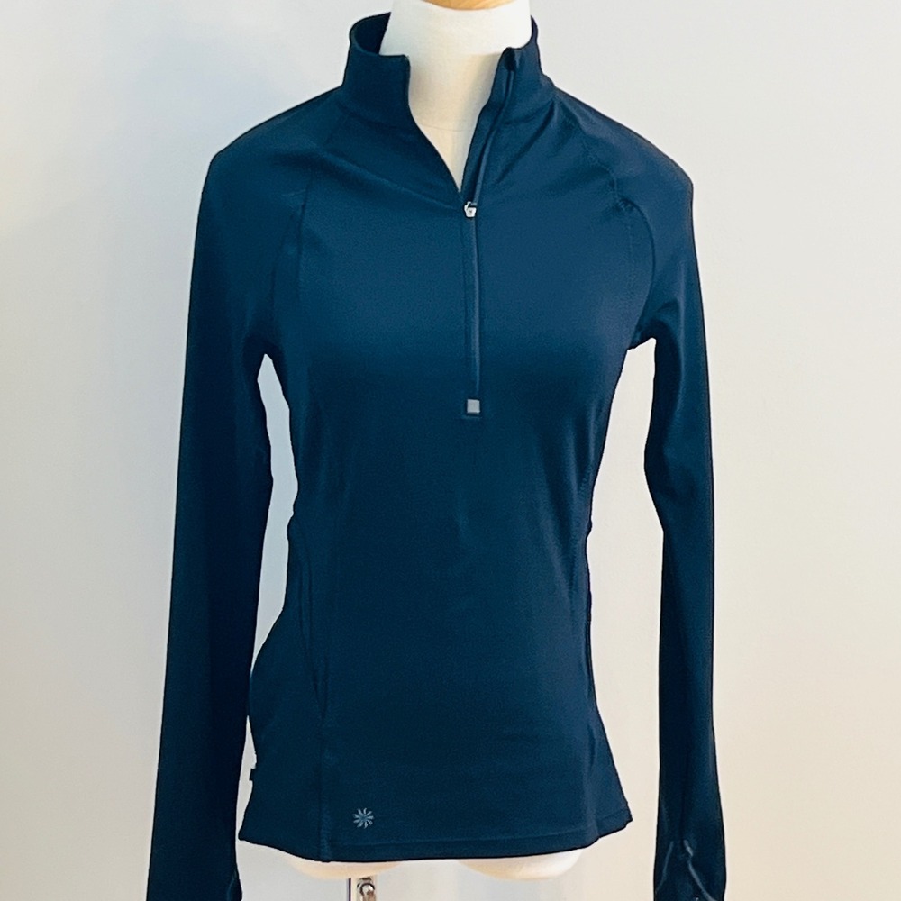 Athleta Womens Black Quarter Zip Long Sleeve Running Workout Top XXS